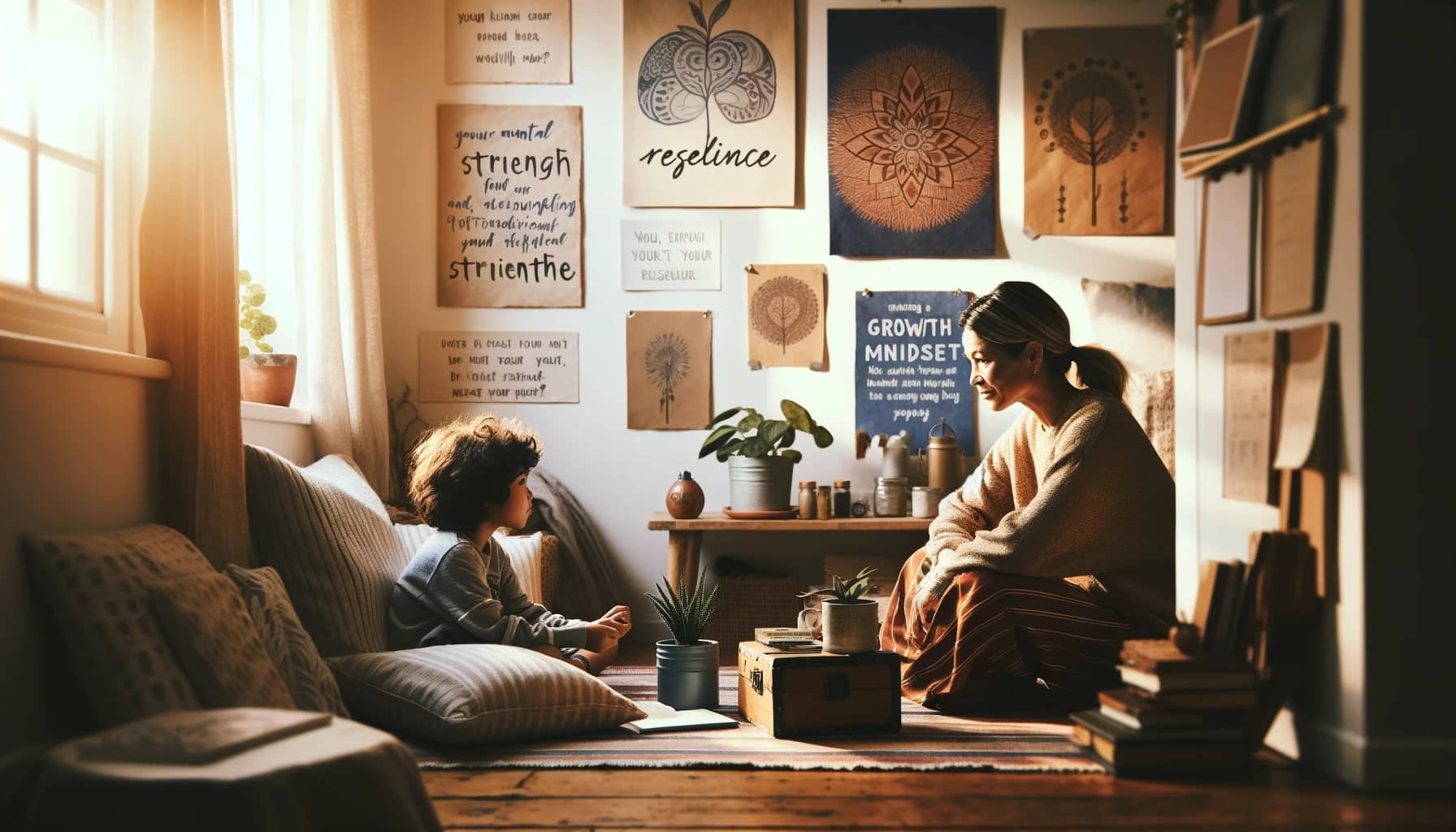 showing a parent and child engaged in a meaningful
